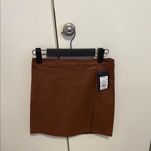 Brown Leather Mini Skirt